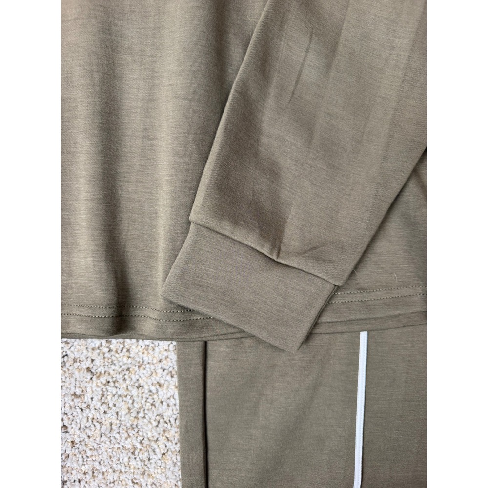 WIHOLL Womens 2 Piece Lounge Set Olive Green White Piping Wide Leg Pants Large - Picture 10 of 14
